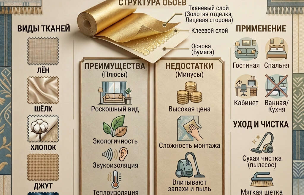 Все о текстильных обоях