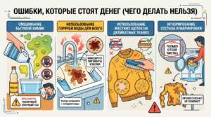 ошибки при химчистке, неправильная чистка, 